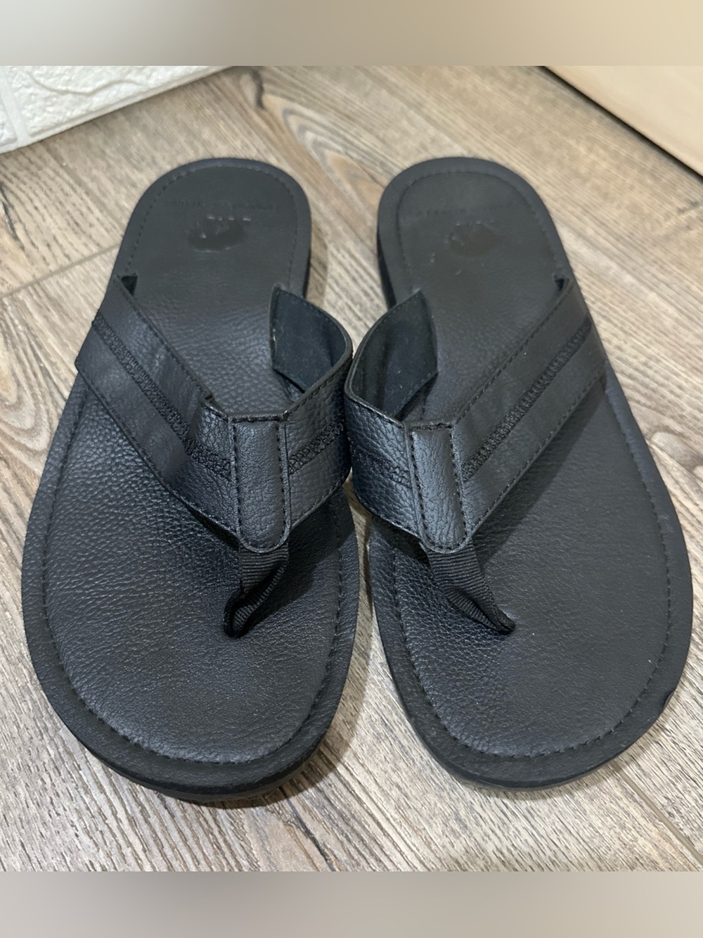 Banana Republic Stitched Black Leather Thong Flip Flops Sandals Mens 9.5 Casual